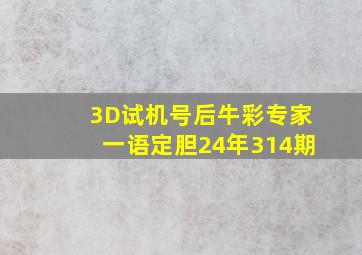 3D试机号后牛彩专家一语定胆24年314期