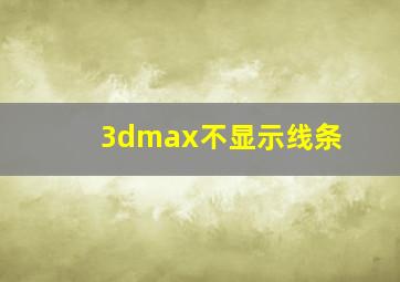 3dmax不显示线条