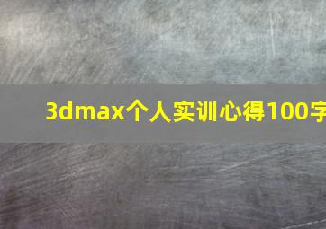 3dmax个人实训心得100字