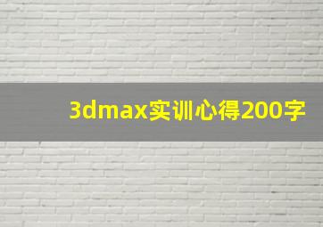 3dmax实训心得200字