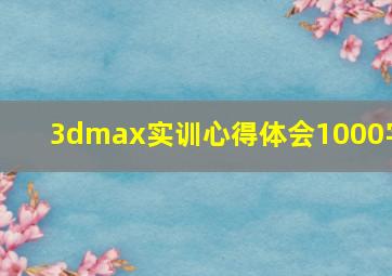 3dmax实训心得体会1000字