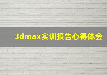 3dmax实训报告心得体会