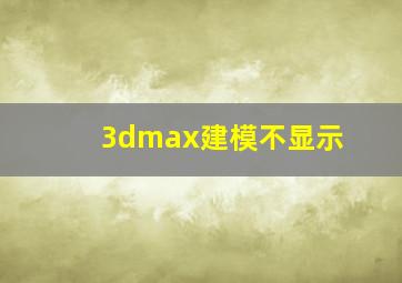 3dmax建模不显示