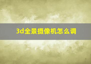 3d全景摄像机怎么调