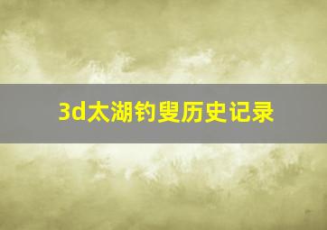 3d太湖钓叟历史记录