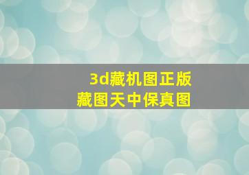 3d藏机图正版藏图天中保真图