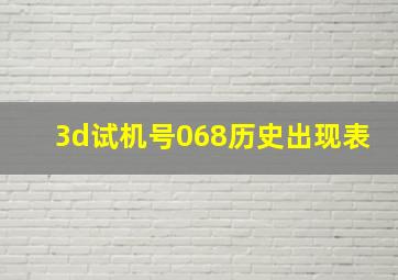 3d试机号068历史出现表