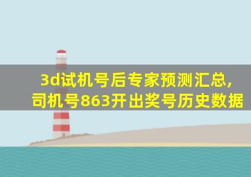 3d试机号后专家预测汇总,司机号863开出奖号历史数据