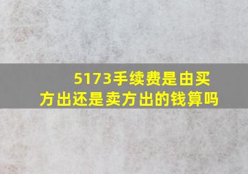 5173手续费是由买方出还是卖方出的钱算吗