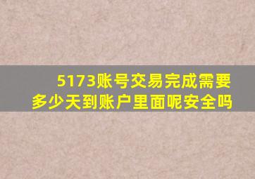 5173账号交易完成需要多少天到账户里面呢安全吗