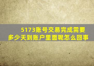 5173账号交易完成需要多少天到账户里面呢怎么回事