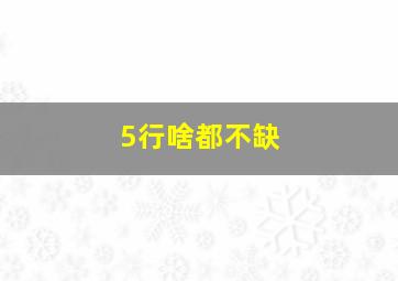 5行啥都不缺