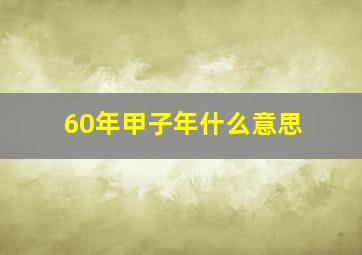 60年甲子年什么意思