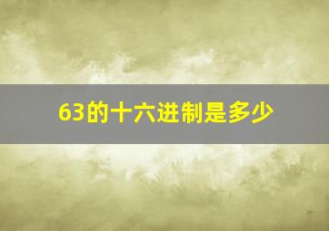 63的十六进制是多少