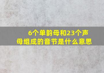 6个单韵母和23个声母组成的音节是什么意思