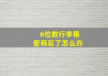 6位数行李箱密码忘了怎么办