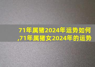 71年属猪2024年运势如何,71年属猪女2024年的运势