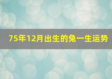 75年12月出生的兔一生运势