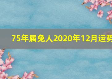 75年属兔人2020年12月运势