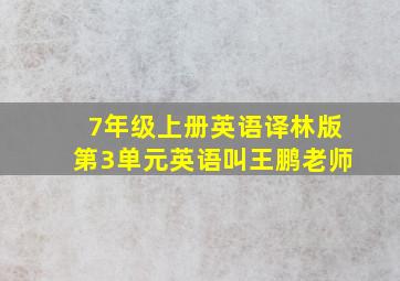 7年级上册英语译林版第3单元英语叫王鹏老师