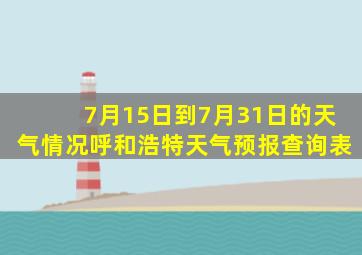 7月15日到7月31日的天气情况呼和浩特天气预报查询表