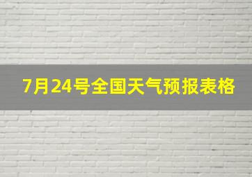 7月24号全国天气预报表格