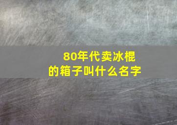 80年代卖冰棍的箱子叫什么名字