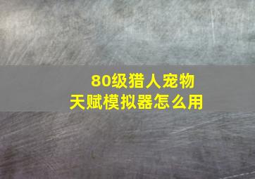 80级猎人宠物天赋模拟器怎么用