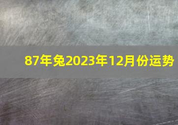 87年兔2023年12月份运势