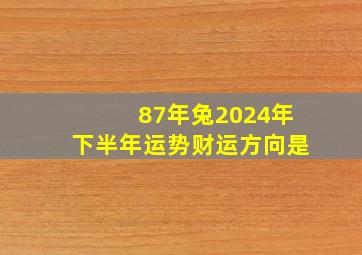 87年兔2024年下半年运势财运方向是