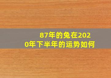 87年的兔在2020年下半年的运势如何