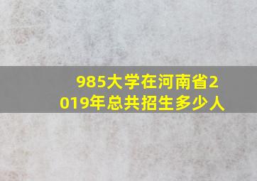 985大学在河南省2019年总共招生多少人