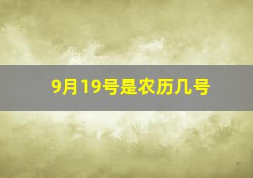 9月19号是农历几号