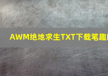 AWM绝地求生TXT下载笔趣阁