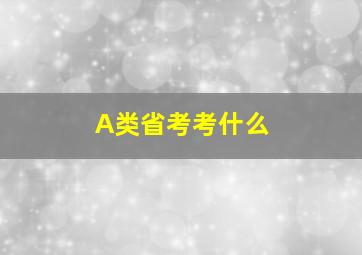 A类省考考什么