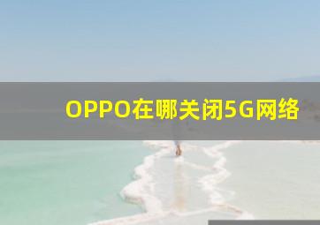 OPPO在哪关闭5G网络