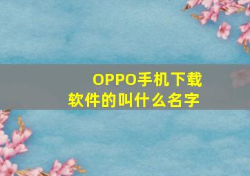 OPPO手机下载软件的叫什么名字