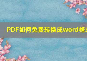 PDF如何免费转换成word格式