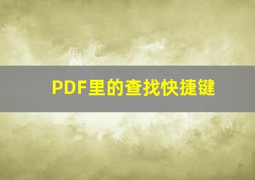 PDF里的查找快捷键