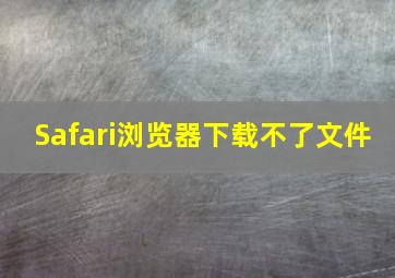 Safari浏览器下载不了文件