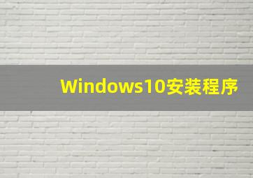 Windows10安装程序