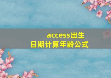 access出生日期计算年龄公式