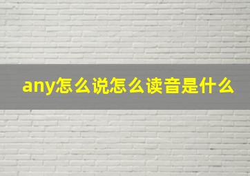 any怎么说怎么读音是什么