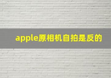 apple原相机自拍是反的