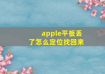 apple平板丢了怎么定位找回来