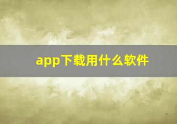 app下载用什么软件