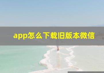 app怎么下载旧版本微信