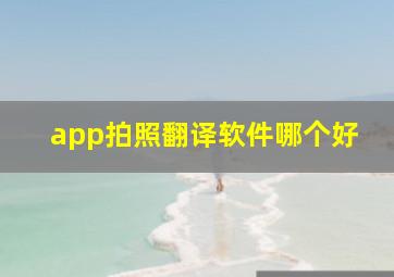 app拍照翻译软件哪个好