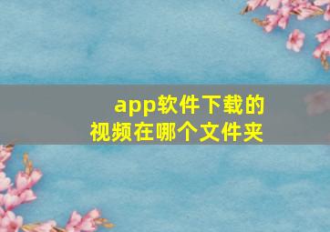 app软件下载的视频在哪个文件夹