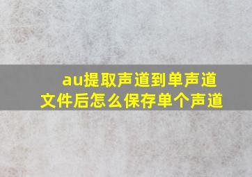 au提取声道到单声道文件后怎么保存单个声道